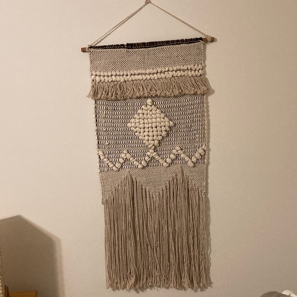 Handwoven Macrame Wall Hanging in Natural Beige